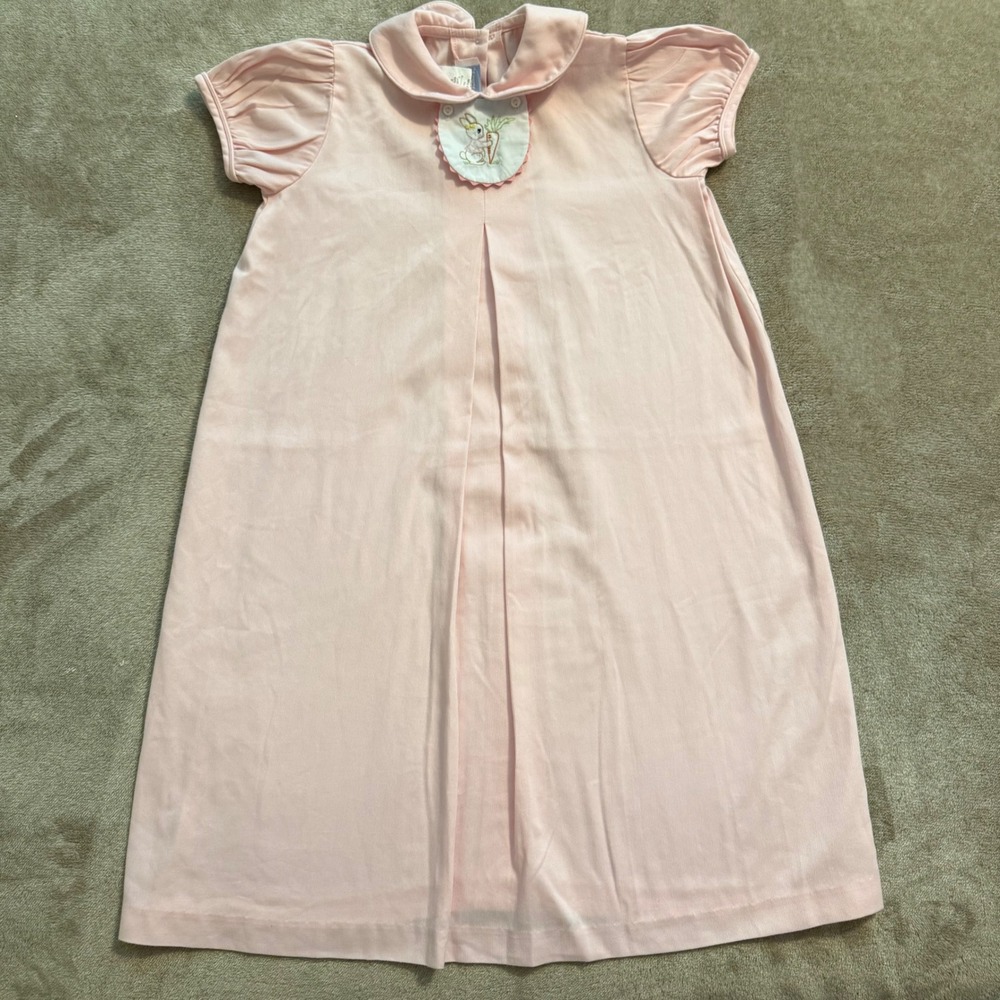 Lullaby Set Girls Pink Corduroy Bunny Easter Dress Peter Pan Collar Size 6
